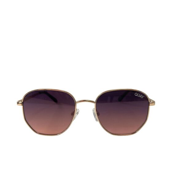 Quay Australia Big Time Round Sunglasses Rose Navy Peach - Picture 1 of 8